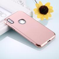 Voor iPhone X drie fase Splicing galvaniseren kant back cover beschermhoes (Rose Gold) - thumbnail