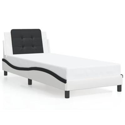 Bedframe met LED zonder matras "Zadar" kunstleer wit en zwart 80x200 cm