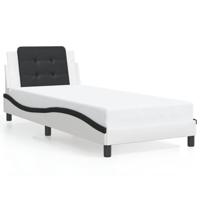 Bedframe met LED zonder matras "Zadar" kunstleer wit en zwart 80x200 cm - thumbnail