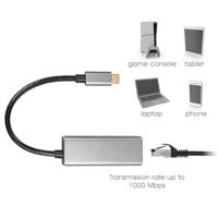 Maxtrack USB-C / RJ45-koppeling Netwerk Adapter [1x USB-C stekker - 1x RJ45-bus] 10 cm Zwart, Zilver (mat) - thumbnail