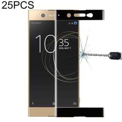 25 stuks voor Sony Xperia XA1 Ultra 0.33 mm 9H oppervlaktehardheid 3D gebogen volledig scherm gehard glas screen protector (zwart)
