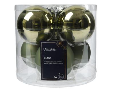 Kerstbal glas d8 cm rosemarijn 6st - Decoris