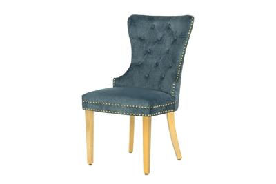 Barokke stoel CASTLE DELUXE benzine fluweel goud roestvrij staal met leeuwenkop decoratieve klinknagels - 46147