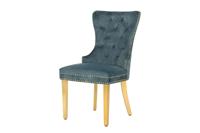 Barokke stoel CASTLE DELUXE benzine fluweel goud roestvrij staal met leeuwenkop decoratieve klinknagels - 46147 - thumbnail