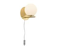 Trio MuurlampPure goud met wit glas - 202000108 - thumbnail