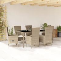 7-delige Tuinset met kussens poly rattan beige - thumbnail