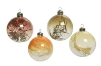 Kerstbal glas d8cm met droogtak - 1 stuk - thumbnail