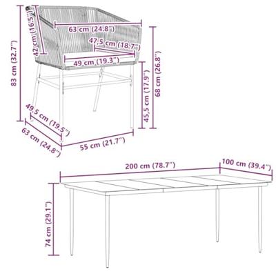 9-delige Tuinset met kussens poly rattan glas grijs