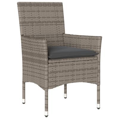 3-delige Tuinset met kussens poly rattan en glas grijs - thumbnail