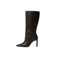 Mango leren laarzen donkerbruin - thumbnail