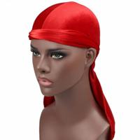 Fluweel tulband cap lange staart piraat Hat chemotherapie Cap (rood) - thumbnail