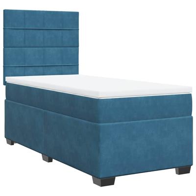 Boxspring met matras fluweel blauw 140x200 cm - thumbnail