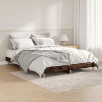 Bedframe bewerkt hout gerookt eikenkleurig 135x190 cm - thumbnail