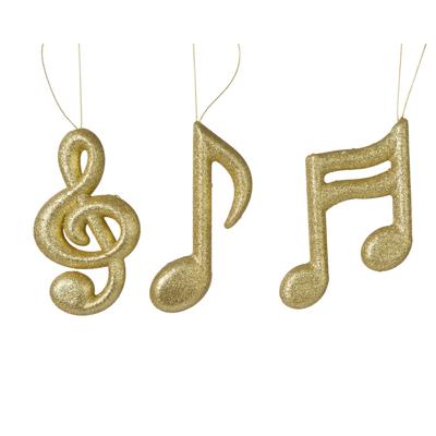 Decoris Kersthanger muzieknoten glitter goud - 1stuk