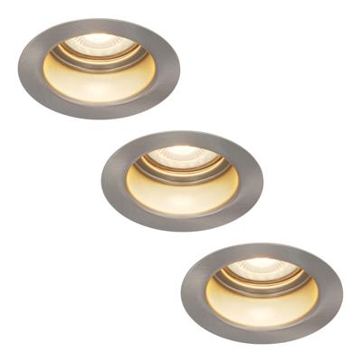 Set van 3 Mesa LED inbouwspots verzonken - 4 Watt 345 lumen - 2700K Warm wit - GU10 - Dimbaar - Rond - IP65 Waterdicht - RVS - Anti-glare Set van 3 Mesa LED inbouwspots verzonken - 4 Watt 345 lumen - 2700K Warm wit - GU10 - Dimbaar - Rond - IP65 Waterdicht - RVS - Anti-glare