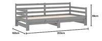 Slaapbank uitschuifbaar massief grenenhout grijs 2x(90x200) cm - thumbnail