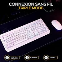 The G-Lab - Combo Tungsten EX – draadloze muistoetsenbord – drievoudige verbinding 2,4 GHz/BT/bedraad – gaming-toetsenbord AZERTY FR, RGB & macro's Custom – draadloze gamingmuis 6400 DPI – PC/PS4/PS5 - thumbnail