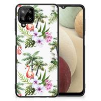 Samsung Galaxy A12 Dierenprint Telefoonhoesje Flamingo Palms - thumbnail