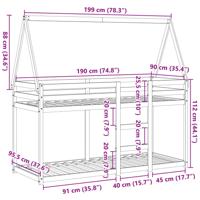 Stapelbedframe zonder matras massief grenenhout 90x190 cm - thumbnail