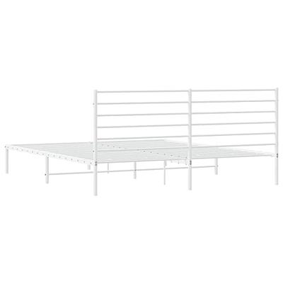 Bedframe met hoofdbord metaal wit 180x200 cm