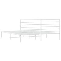 Bedframe met hoofdbord metaal wit 180x200 cm - thumbnail
