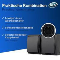 REV 0007861900 Stopcontact (opbouw) Met schakelaar IP44 Antraciet - thumbnail