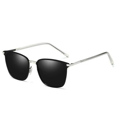 Mannen Fashion UV400 vierkant Frame gepolariseerde zonnebril (zilver + zwart)