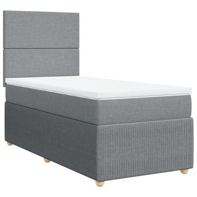 Boxspring met matras stof lichtgrijs 140x190 cm