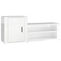 VidaXL Schoenenkast 130x35x54 cm bewerkt hout hoogglans wit - thumbnail