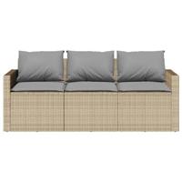 2-delige Tuinset met kussens poly rattan beige - thumbnail