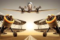 Fotobehang - Vintage vliegtuigen, premium print, inclusief behanglijm - thumbnail