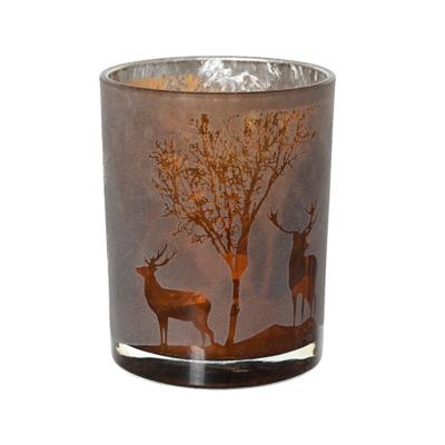 Glazen Theelichthouder Glasdia 10x12.5 cm Mat Transparant/Goud