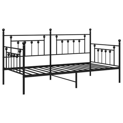 Bedframe voor een daybed met hoofdeinde Zwart 90 x 200 cm Staal