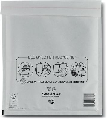 Mail Lite luchtkussenenveloppen, wit, E/2, 220 x 260 mm, doos van 200 stuks