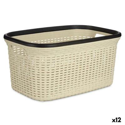 Wasmand Kipit Zwart Crème Plastic 36 L 36 x 25,5 x 52,5 cm (12 Stuks)