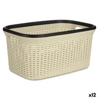 Wasmand Kipit Zwart Crème Plastic 36 L 36 x 25,5 x 52,5 cm (12 Stuks) - thumbnail