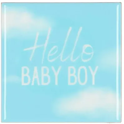 Daan Kromhout Design tegeltje keramiek hello baby boy 10x10cm blue