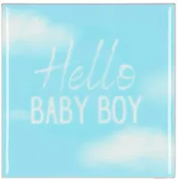 Daan Kromhout Design tegeltje keramiek hello baby boy 10x10cm blue - thumbnail