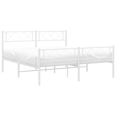 Bedframe met hoofd- en voeteneinde metaal wit 120x200 cm - thumbnail