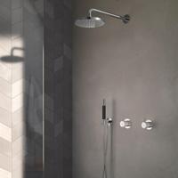 Hotbath Cobber IBS21 Complete Inbouwset - douchemengkraan - 2 functies - omstel - 35cm wandarm - 20cm ronde hoofddouche - staafhanddouche - geborsteld nikkel IBS21GN - thumbnail