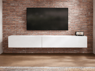 Tv-meubel KINGSTON 2 klapdeuren 245 cm wit/hoogglans wit