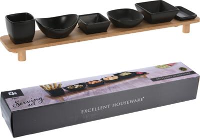 Serveerset op bamboe plateau