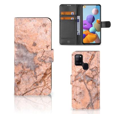 Samsung Galaxy A21s | Bookcase | Marmer Oranje