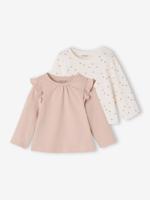Set van 2 T-shirts baby Basics met lange mouwen lichtroze - thumbnail