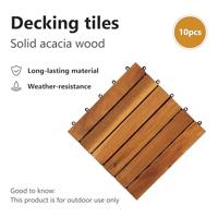 Terrastegels acaciahout 30 x 30 cm verticaal patroon (10 stuks) - thumbnail