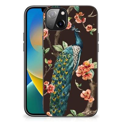 iPhone 14 Plus Dierenprint Telefoonhoesje Pauw met Bloemen