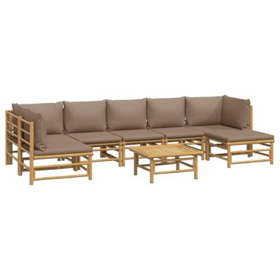8-delige Loungeset met kussens bamboe taupe