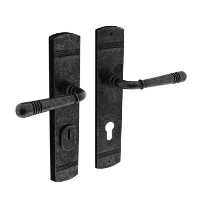 Intersteel Veiligheidsbeslag Helena afgerond met kerntrekbeveiliging profielcilindergat 72mm - PC72 - Oud Grijs Achterdeurbeslag