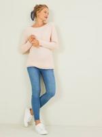 Slim fit zwangerschapsbroek met scheuren 7/8 denim blauw - thumbnail