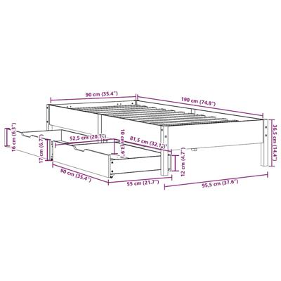 Bedframe zonder matras massief grenenhout 120x200 cm